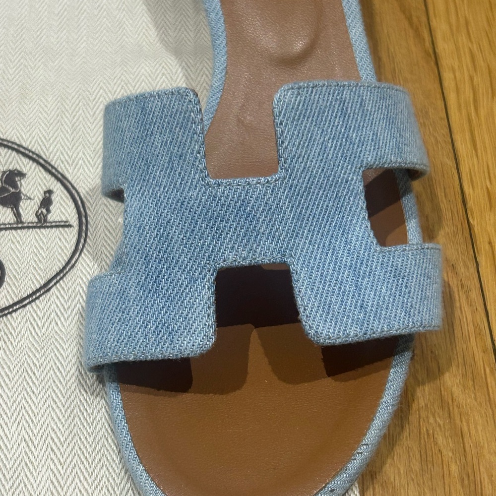Hermes Light Blue Denim Oasis Sandals size 38 - Picture 6 of 11